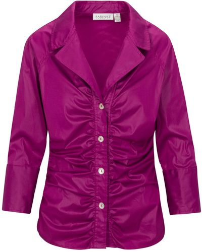 Farinaz Gather Shirt Jacket - Purple