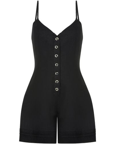 Nocturne Mini Linen Jumpsuit - Black