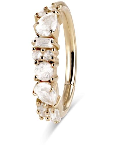 Zohreh V. Jewellery Scattered Diamond & White Topaz Seamless Hoop Earring 9k - Metallic