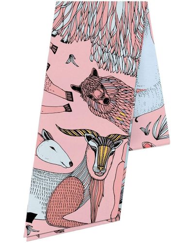 Pig, Chicken & Cow A Wild Sheep Chase Pink Maxi Twilly Scarf