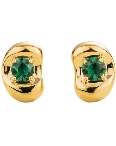 Juvetti Fava Earrings In Emerald - Metallic