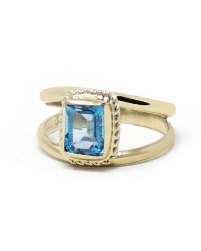 Vintouch Italy Luccichio Gold Vermeil Topaz Stacking Ring - Blue