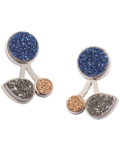 Gosia Orlowska "maya" Druzy Sterling Earrings - Blue