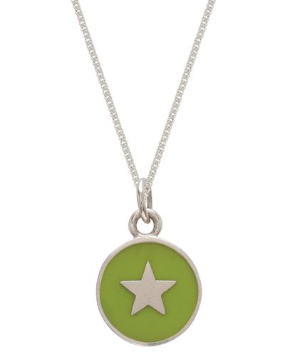 Lime Tree Design Small Star Enamel Necklace Sterling Silver Lime - Metallic