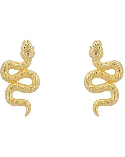 LÁTELITA London Coiled Cobra Snake Stud Earrings - Metallic