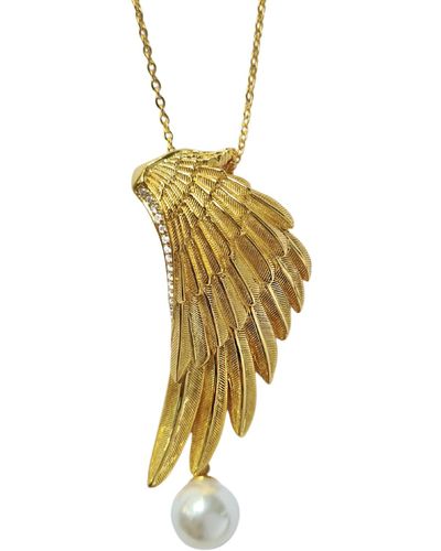 Janus Edinburgh Alata Large Guardian Angel Wing Vermeil Necklace - Metallic