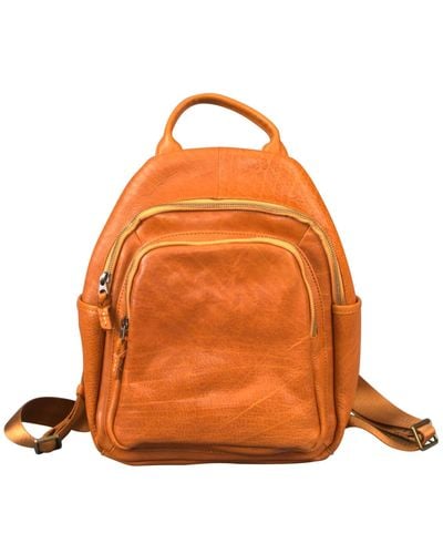Rimini Leather Backpack 'greta' - Orange