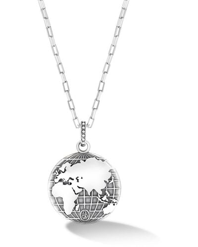 Dower & Hall One World Talisman Necklace In Sterling - Metallic