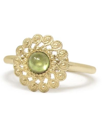 Vintouch Italy Filigrana Gold-plated Peridot Ring - Green
