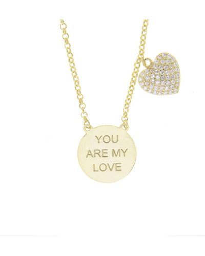 Cosanuova Sterling Silver My Love Heart Necklace In Yellow - Metallic