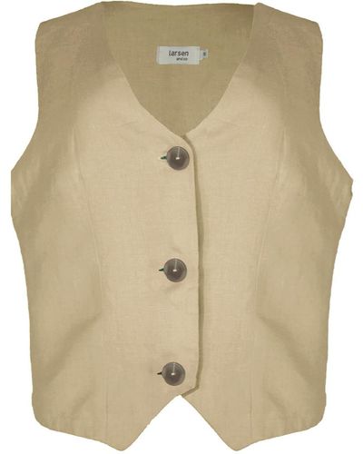 Larsen and Co Neutrals Pure Linen Valencia Waistcoat In Natural