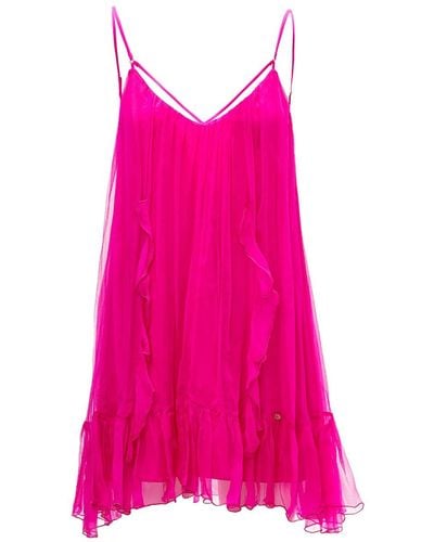 Nissa Backless Silk Mini Dress Pink