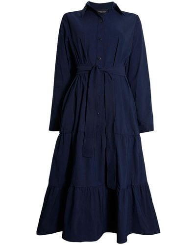 James Lakeland Shirt Collar Tiered Midi Dress - Blue