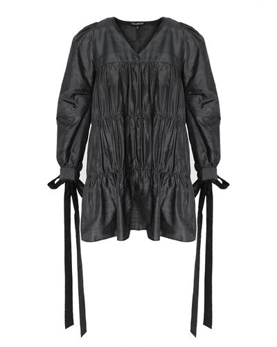 Framboise Bliss Mini Silk Dress - Black