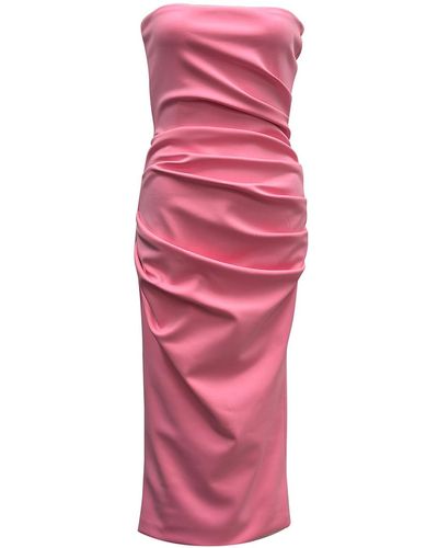 Meraki Official Pink Strapless Midi Dress