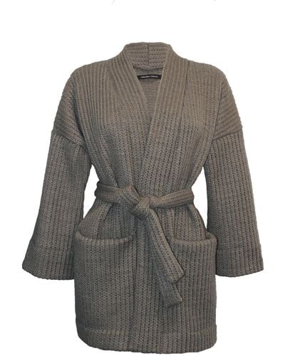 Joeleen Torvick Kimono Chunky Wool Cardigan - Gray