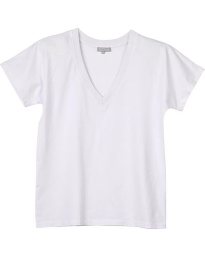 Cove V Neck Short Sleeve Cotton T-shirt - White