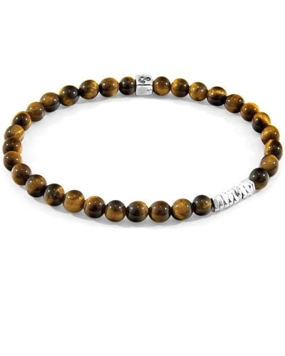 Anchor and Crew Tigers Eye Atrato Silver & Stone Bracelet - Brown