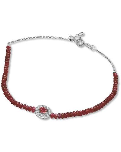 Genevieve Collection 18k Gold Ruby Bead Bracelet - White