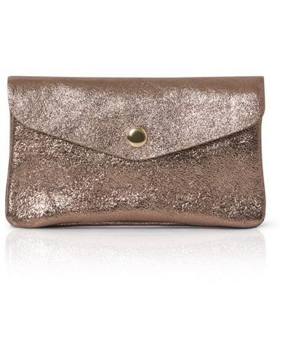 Betsy & Floss Neutrals Medium Popper Leather Purse In Bronze - Brown