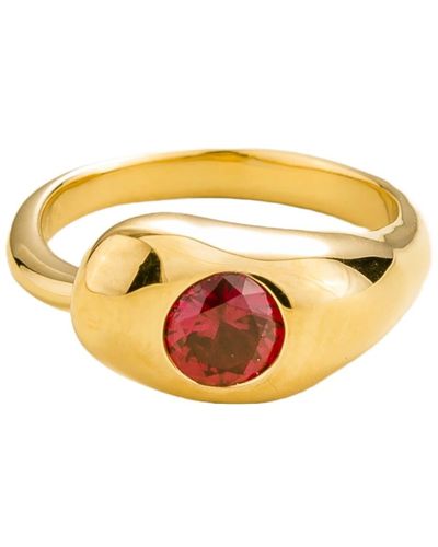 Juvetti Fava Ring In Ruby Set In Gold - Metallic