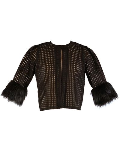 Jennafer Grace Claudette Faux Fur Cuff Jacket - Black