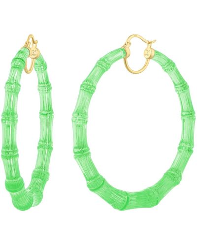 Gold & Honey Xl Bamboo Hoop Earrings In Lime Green