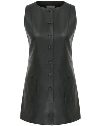 NAZLI CEREN Odette Vegan Leather Mini Dress - Gray