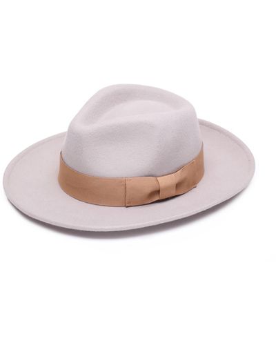 Justine Hats Ivory Fedora Hat - Pink