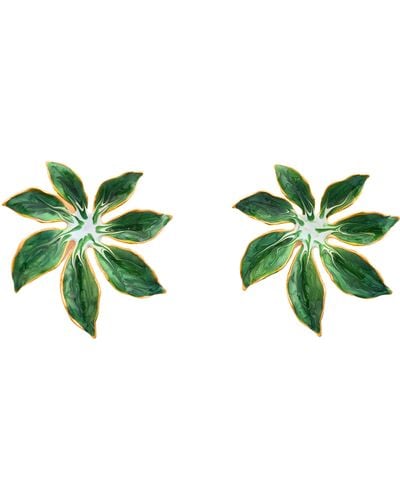 The Pink Reef Tropic Earring In Jungle - Green