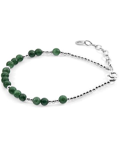 Anchor and Crew Green Agate Sienna Silver & Stone Bracelet - Multicolour
