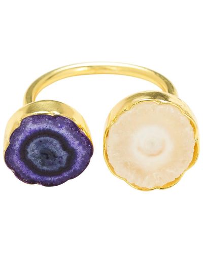 YAA YAA LONDON Purple Cream Semi-precious Gold 'so Solar' Ring - Multicolor