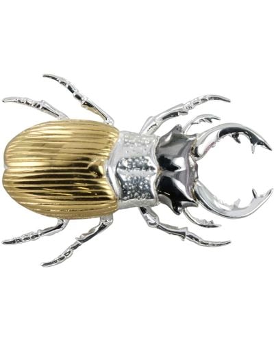 Reeves & Reeves Stag Beetle Brooch - Metallic