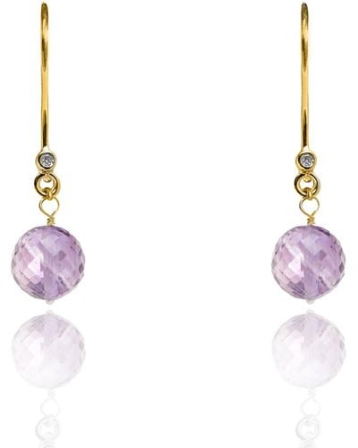 Kaizarin Gold Amethyst Drop Earrings - February Birthstone - Multicolor