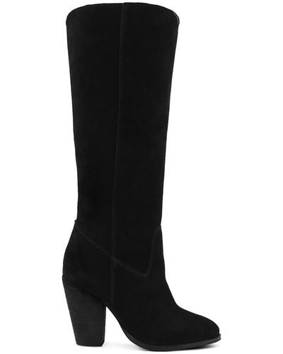 Rag & Co Great-storm Suede Leather Calf Boots - Black