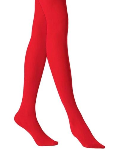 HIGH HEEL JUNGLE by KATHRYN EISMAN Cherry Luxe Opaque Tights - Red