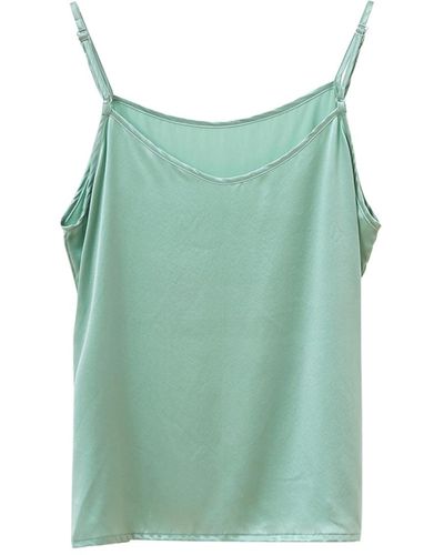 Soft Strokes Silk Pure Mulberry Silk Camisole With Adjustable Straps - Green