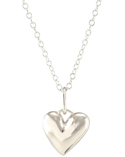 Kris Nations Puffy Heart Charm Necklace Sterling - Metallic
