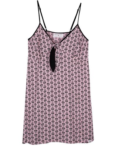 Pretty You London Ecovero Geo Leaf Patterned Chemise Nightdress In Pink - Purple