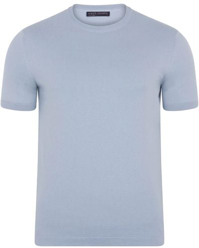 Paul James Knitwear S Ultra-fine Cotton Hugo Knitted T-shirt - Blue