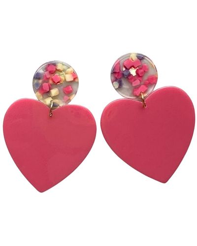 CLOSET REHAB Xl Heart Earrings In Candy Eyes - Pink