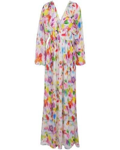 Nocturne Printed Long Sleeve Dress - White
