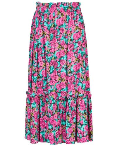 Lavaand The Sofia Midi Skirt In Floral - Multicolor