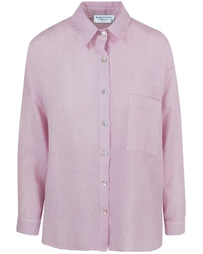 Haris Cotton Solid Drop Shoulder Linen Shirt - Purple