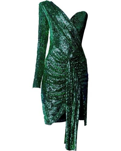 Angelika Jozefczyk Asymmetric Sequin Emerald Dress Gloria - Green