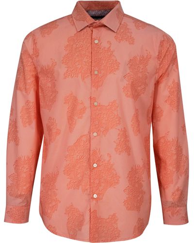 lords of harlech Nigel Cutout Oxford Shirt - Orange