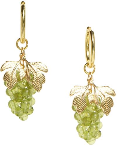 I'MMANY LONDON Very Grapeful Gemstone Grape Drop Earrings With 18k Gold Vermeil Hoops - Metallic