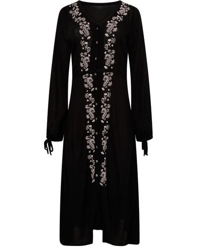 LAtelier London Ariana Shirt Embroidered Midi Dress - Black