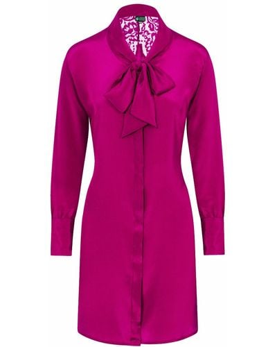 Sophie Cameron Davies Berry Pink Silk Mini Bow Dress