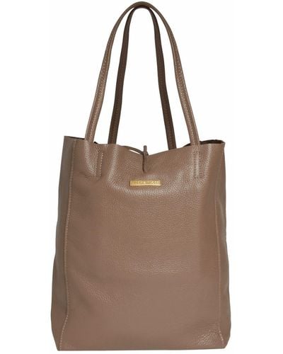 Betsy & Floss Soft Leather Tote Bag In Dark Taupe - Brown